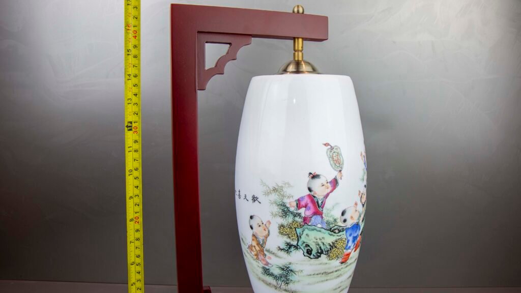 table lamp - Traditional Chinese Porcelain Table Lamp – Full View with Children Playing Design